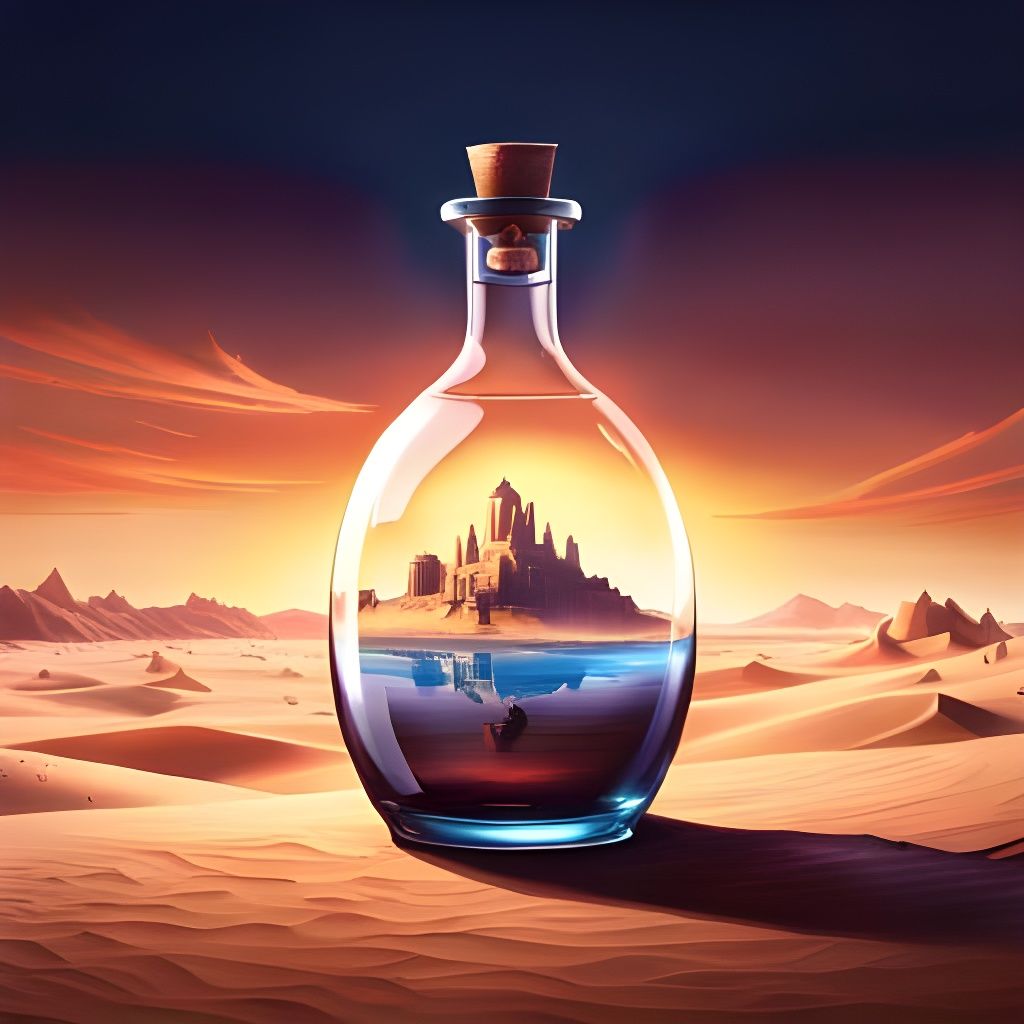 Oasis in a Bottle: Digital Art Masterpiece