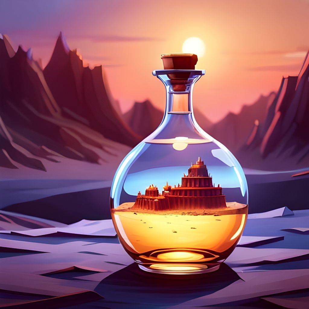 Oasis in a Bottle: Hyperdetailed Desert Scene