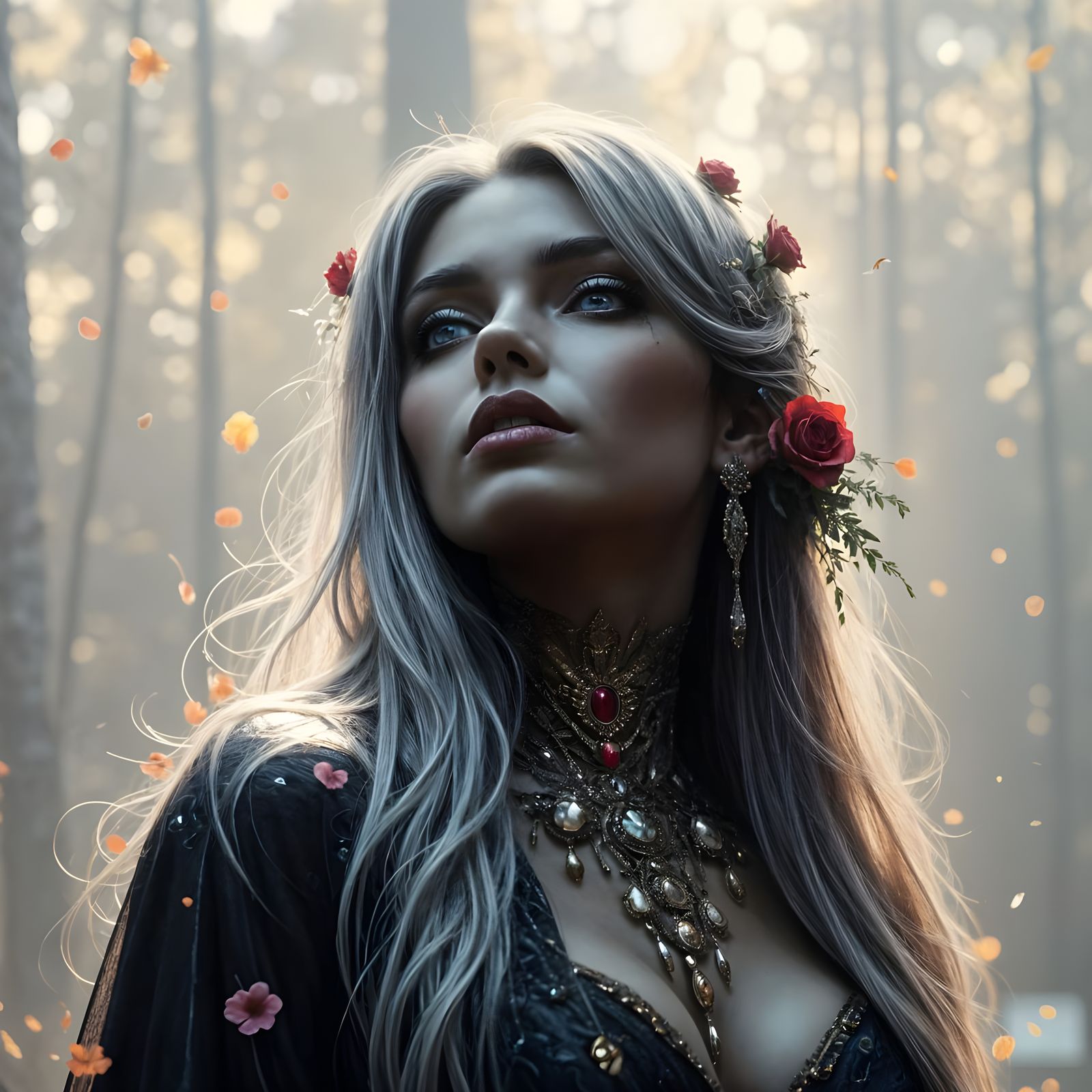 Ethereal Woman's Transformation: Hyperdetailed Painting