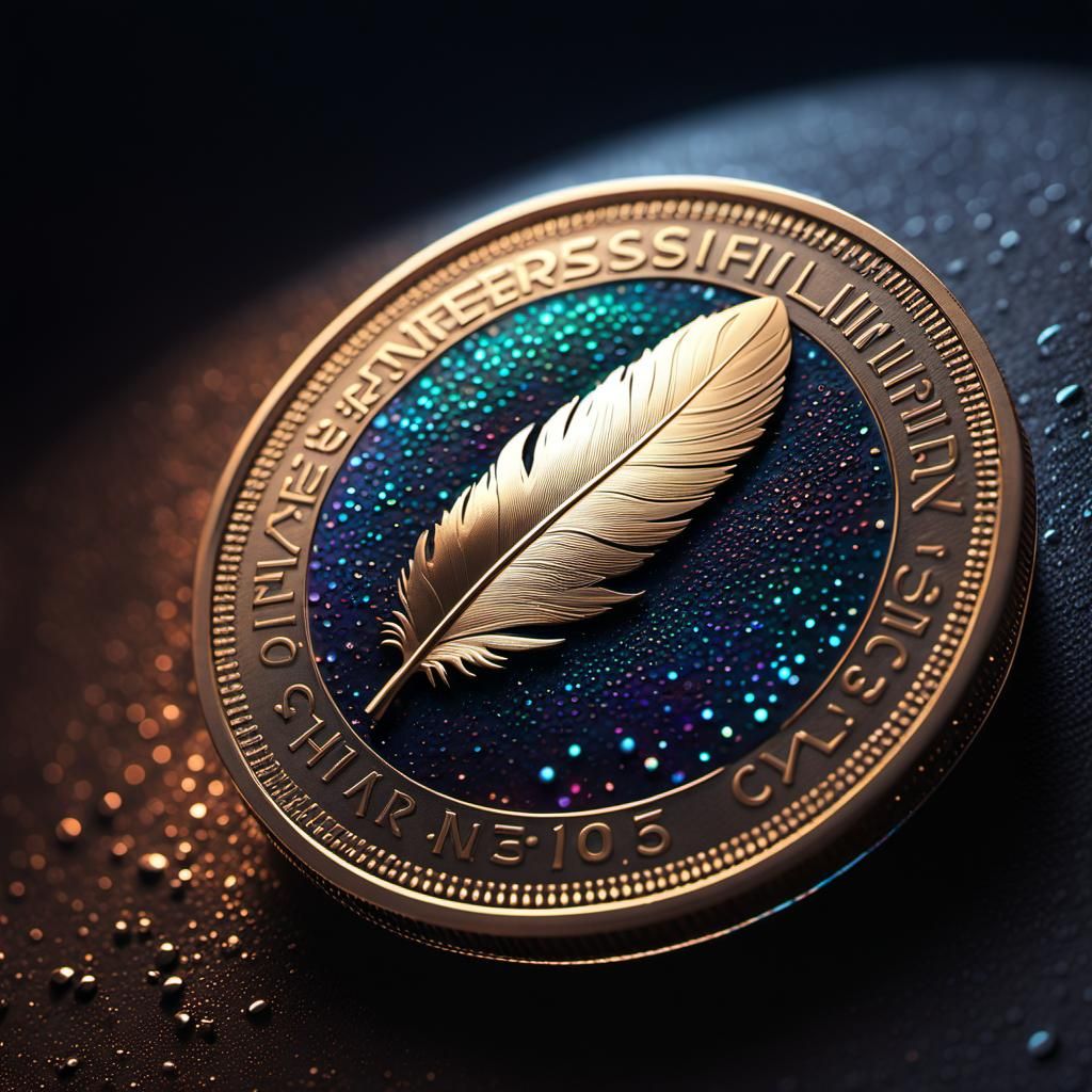 Feather Coin Shimmers with Cosmic Light