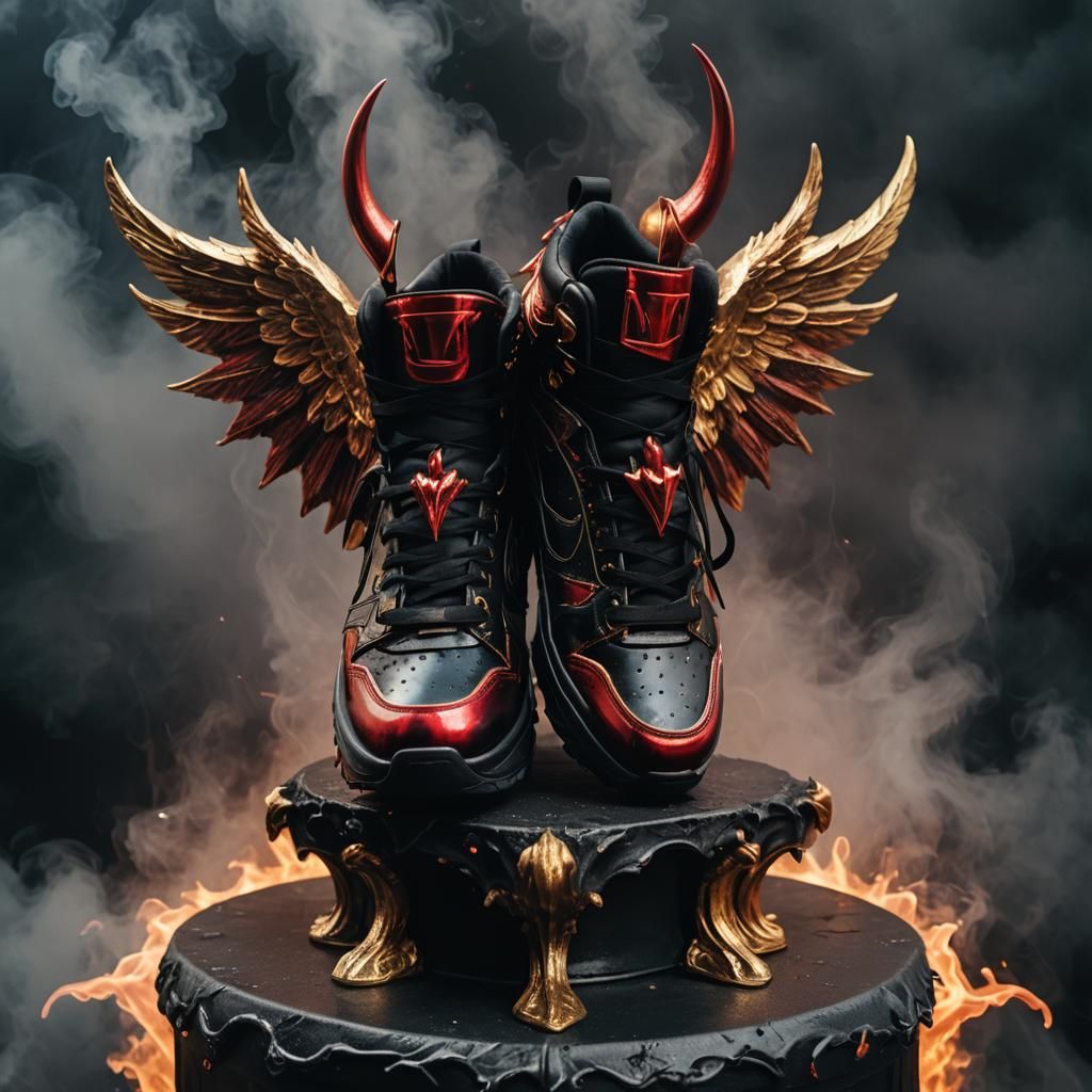 Surreal Cyber Goth Sneakers with Devilish Accents