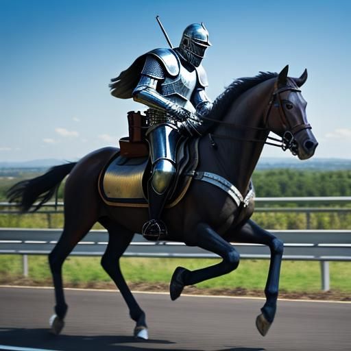 Knights Ride Motorway: Digital Art Fusion