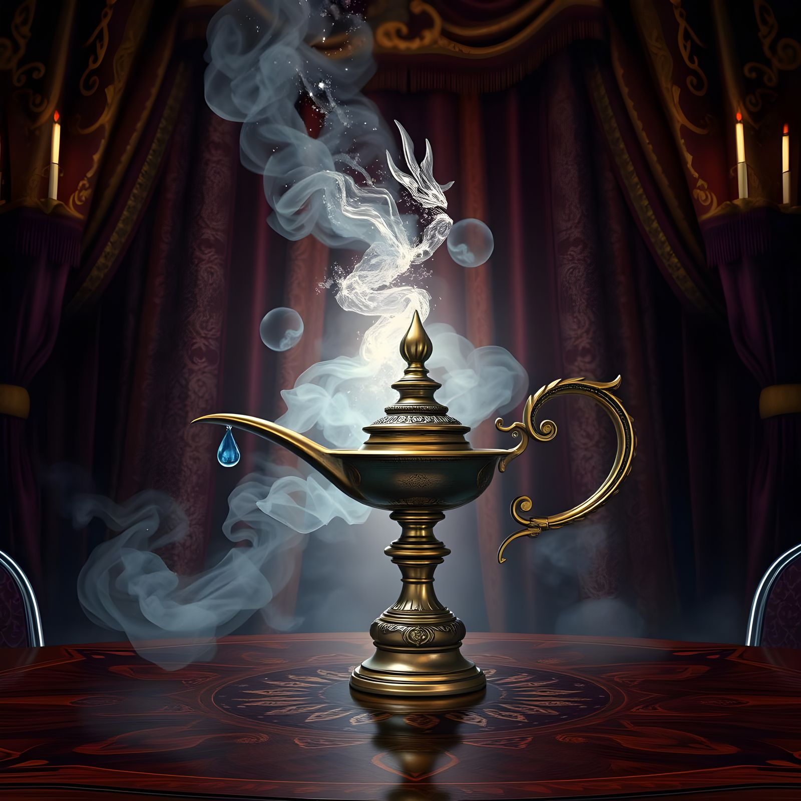 Aladdin's Lamp: Hyperrealist Portrait of a Magical Relic