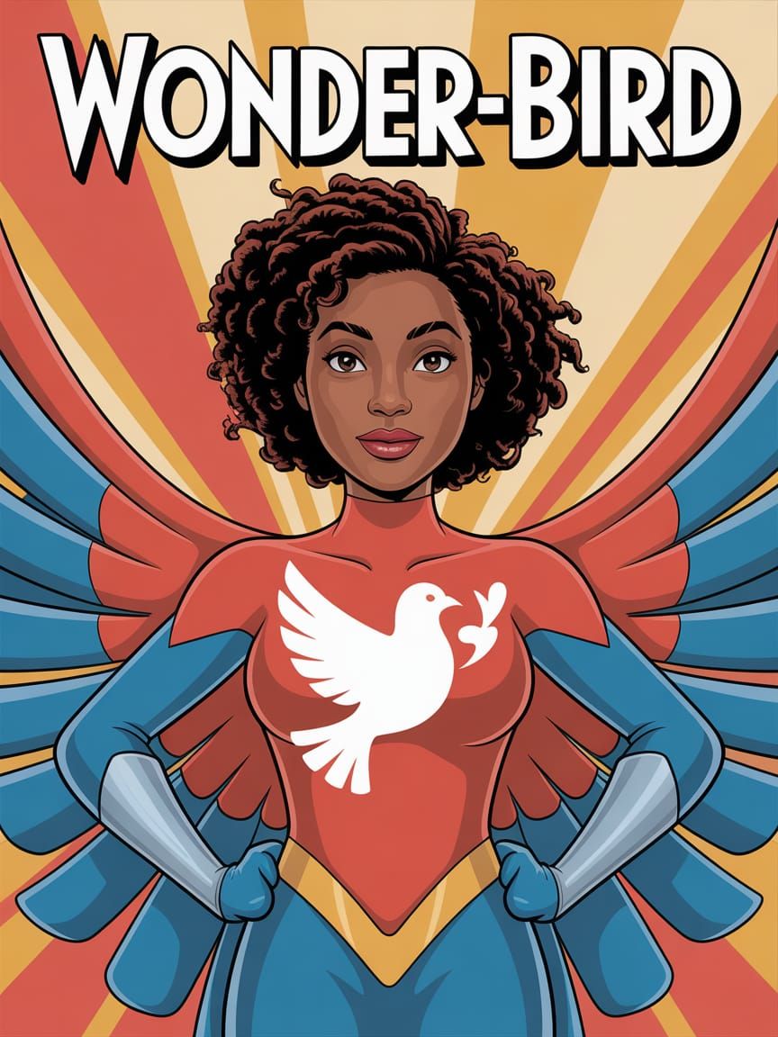 Wonder-Bird: A Cartoon-Style Superheroine with Bird Powers