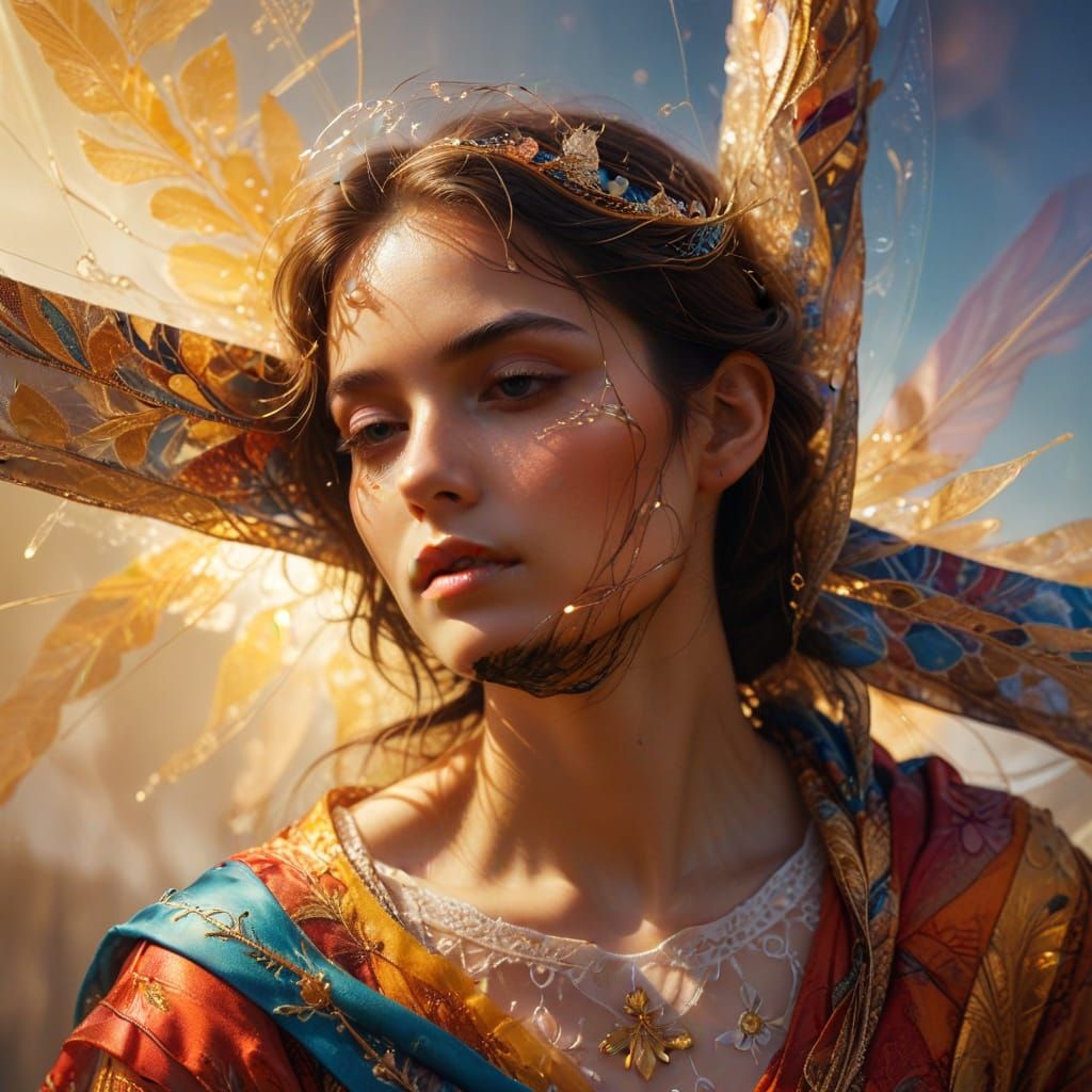 Dreamy Fantasy Portrait in Warm Golden Light