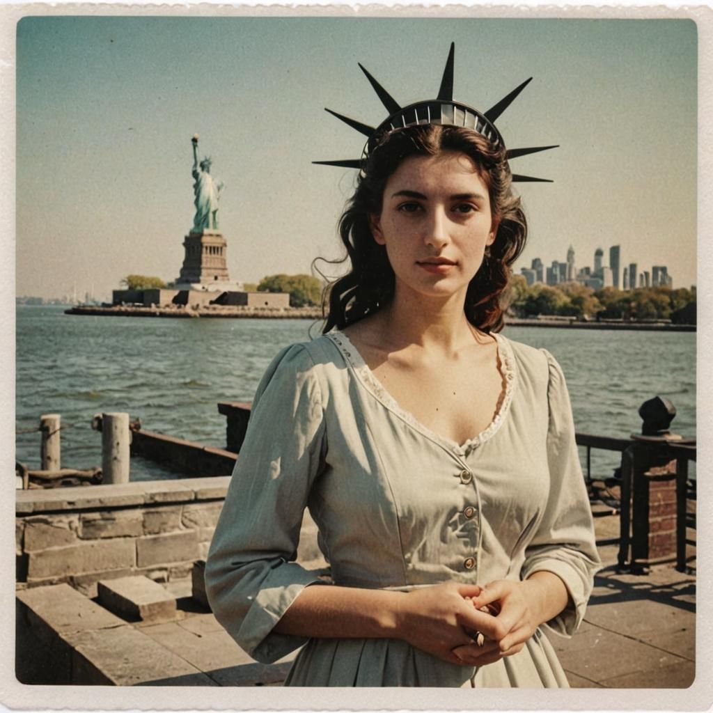 Jewish Woman at Ellis Island: Vintage Polaroid Photography