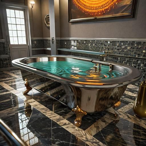 Psychedelic Roman Bath in Hyperrealistic CGI