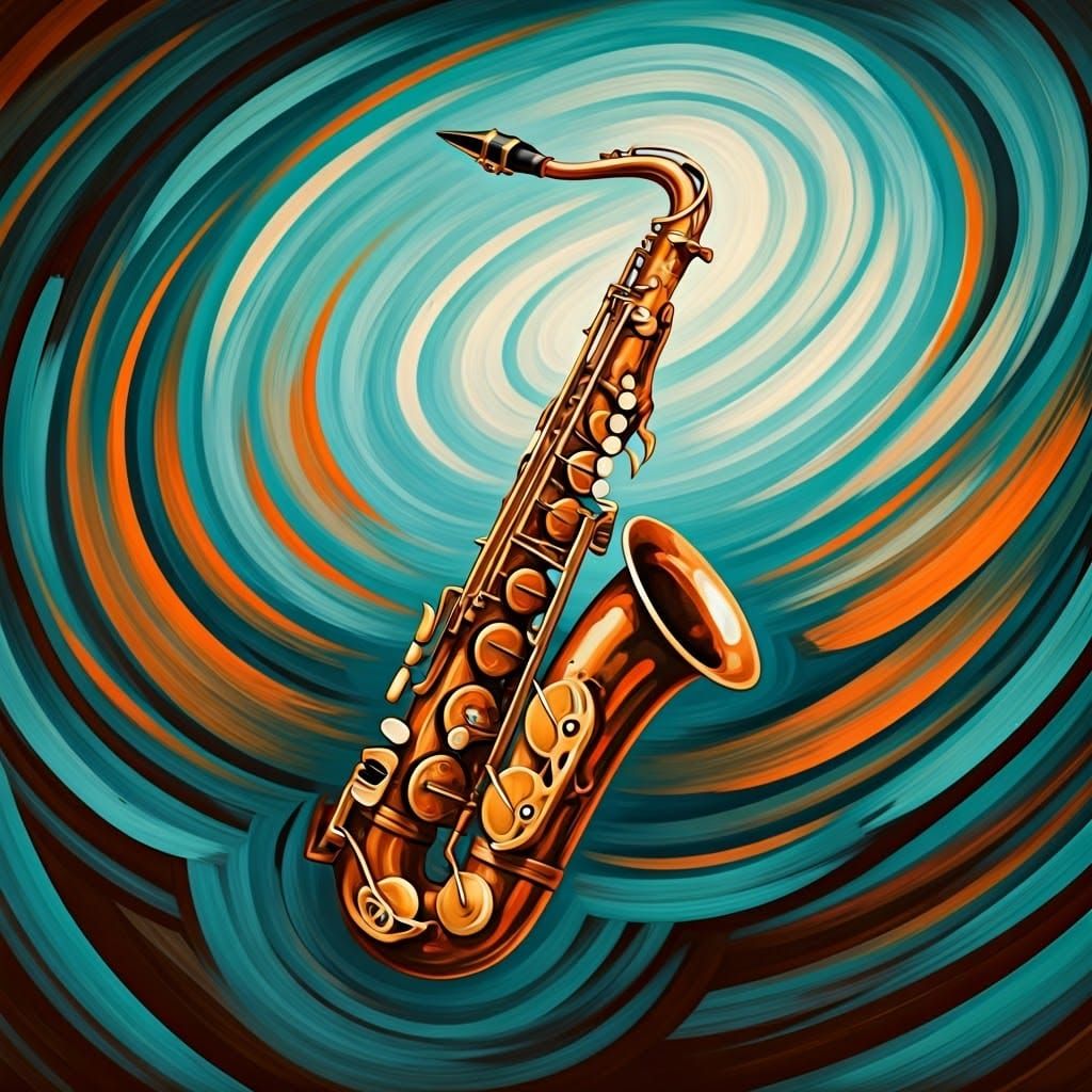 Expressive Saxophone in Abstract Expressionist Style