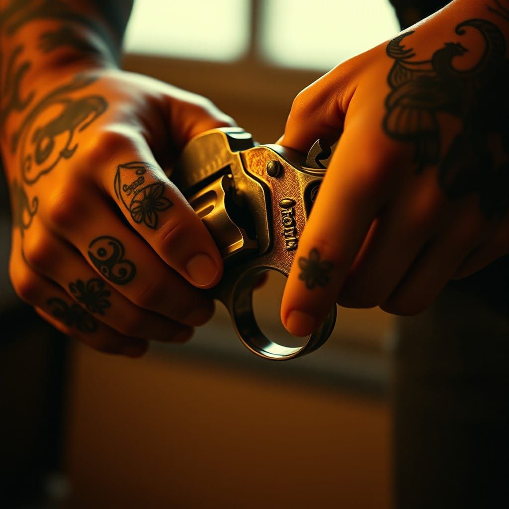 Hands Load Revolver in Golden Light