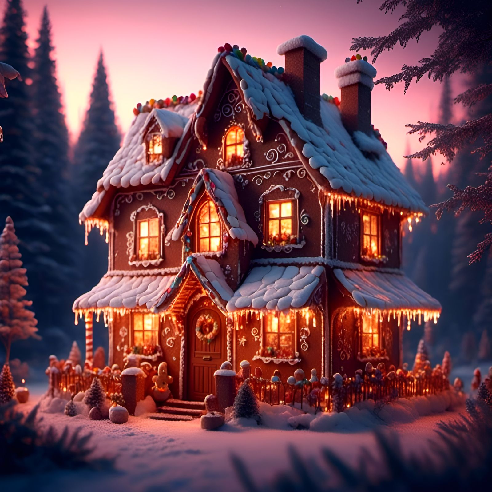 Enchanting Animated Gingerbread House Design
