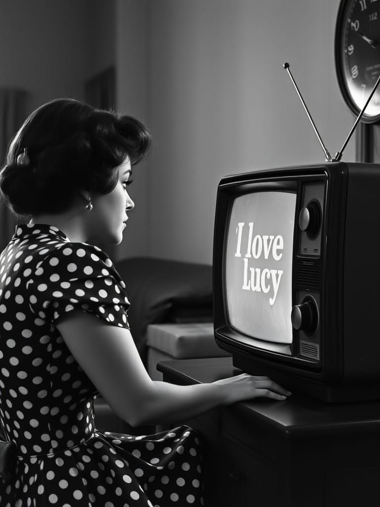 Hyperrealistic I Love Lucy on Vintage TV