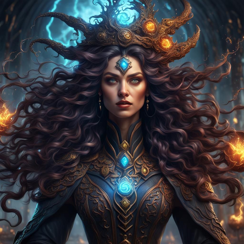 Electrical Elemental Witch: Fantasy Concept Art