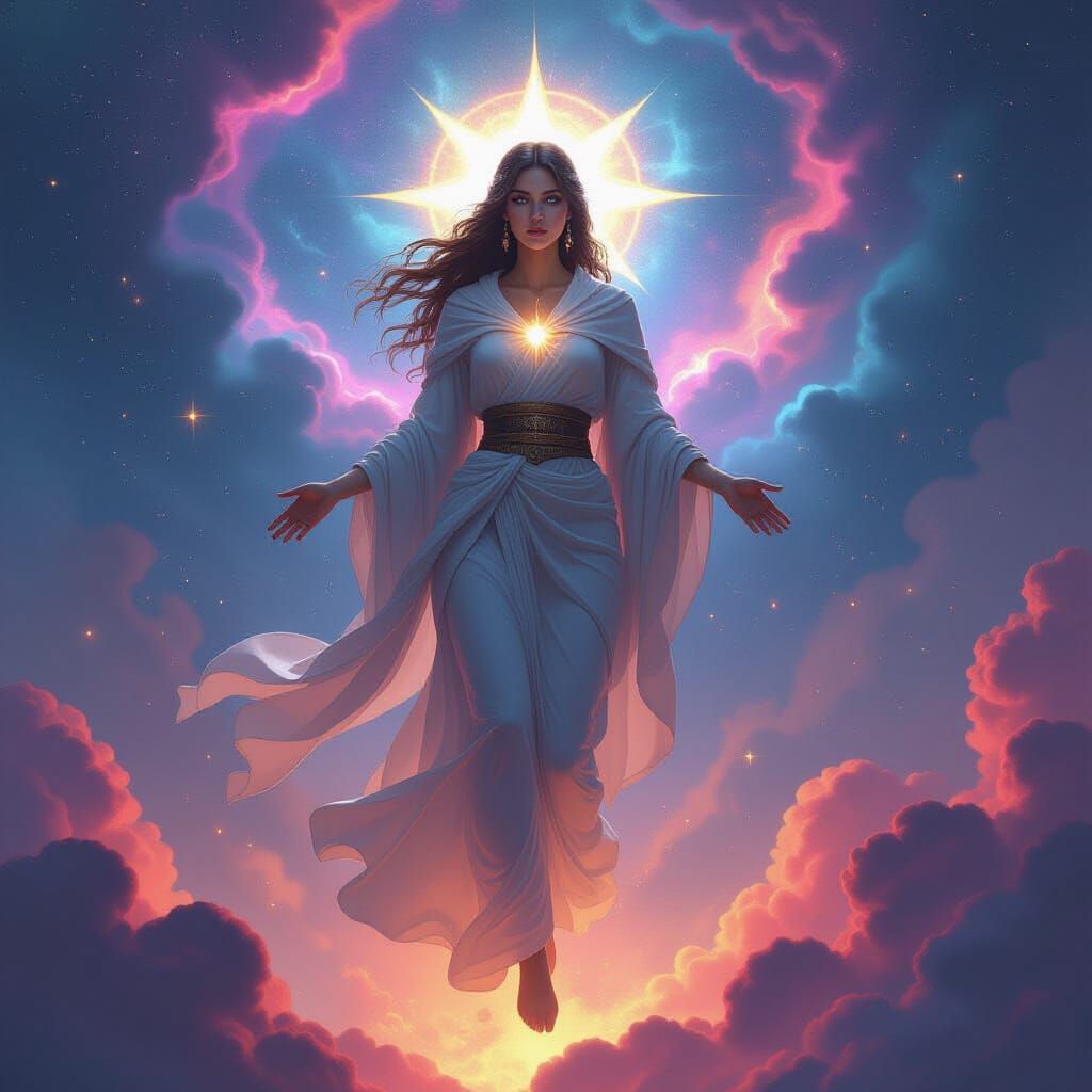 Ancient Goddess Descends Through Cosmic Storm in Ethereal St...