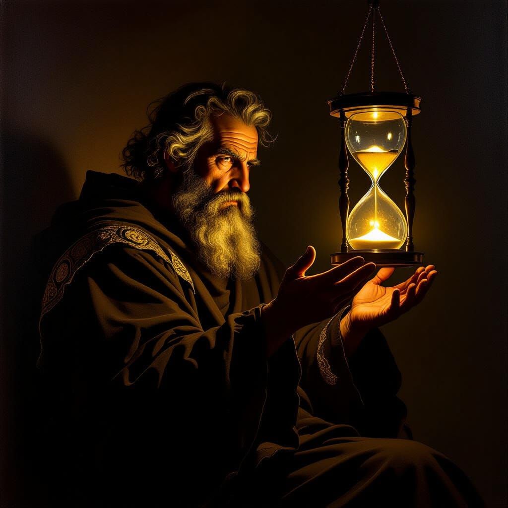 Philosopher Contemplates Time in Baroque Masterpiece