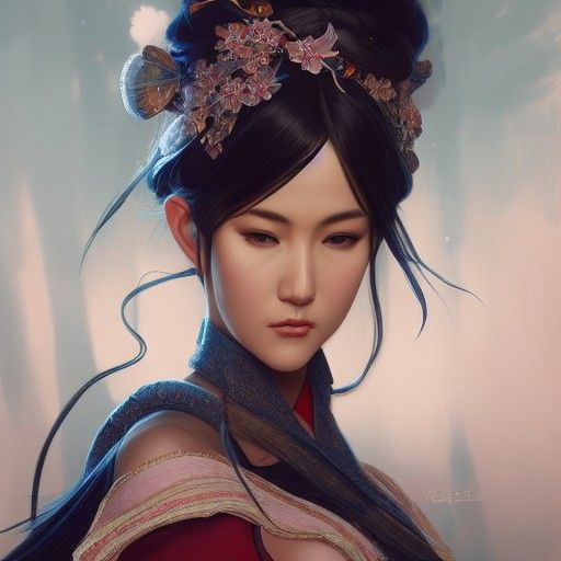 Detailed Elven Geisha Portrait in 8K Resolution