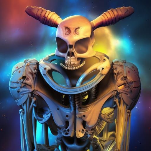 Skeleton in Spacesuit: Sci-Fi 8K CG Wallpaper