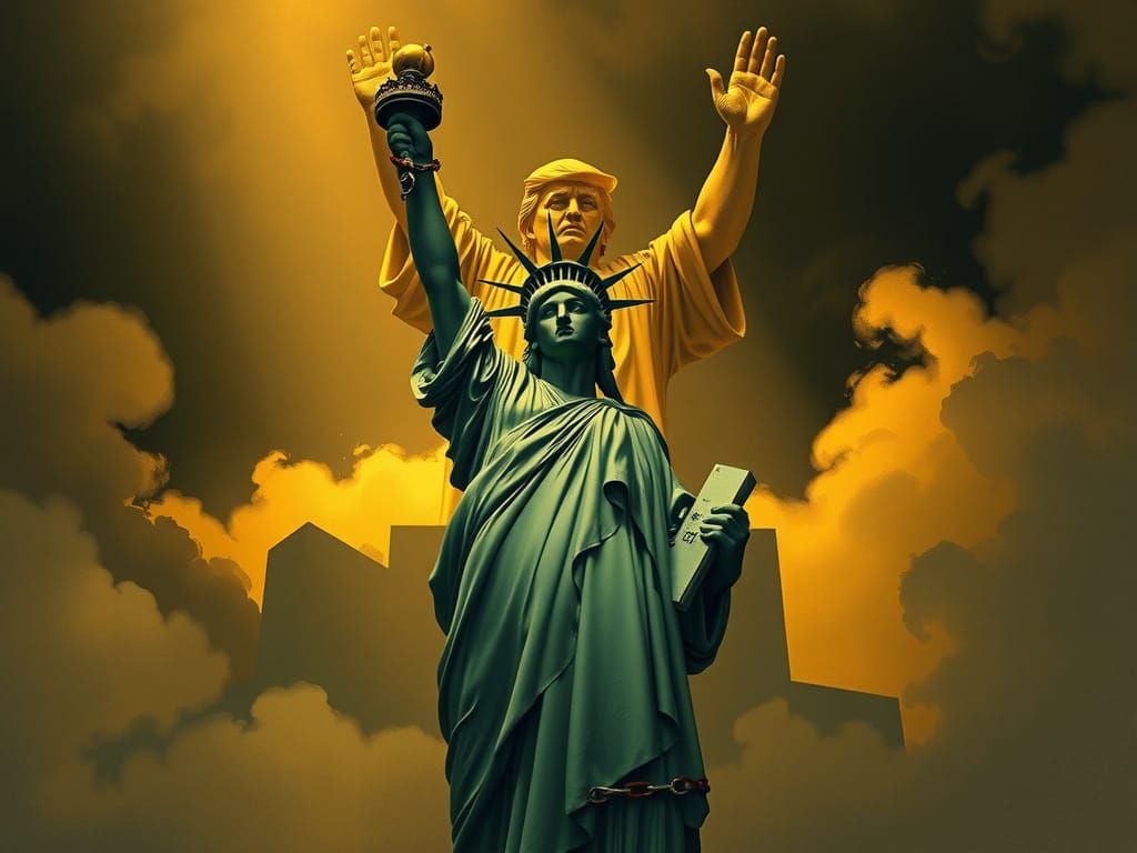 Liberty Conquered by Hubris in a Haunting Neo-Classical Scen...