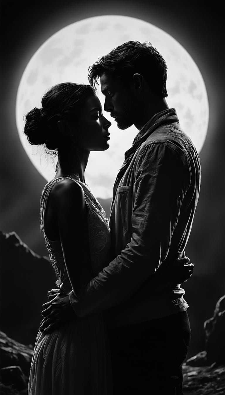 Two Figures Embrace Viewer in Dramatic Golden Hour Concept A...