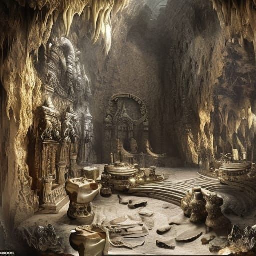 Epic Silver Treasure Cave Digital Painting