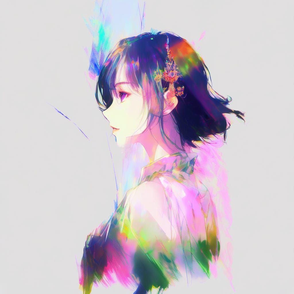 Elegant Cloud Dress Anime Portrait in Jelly Style