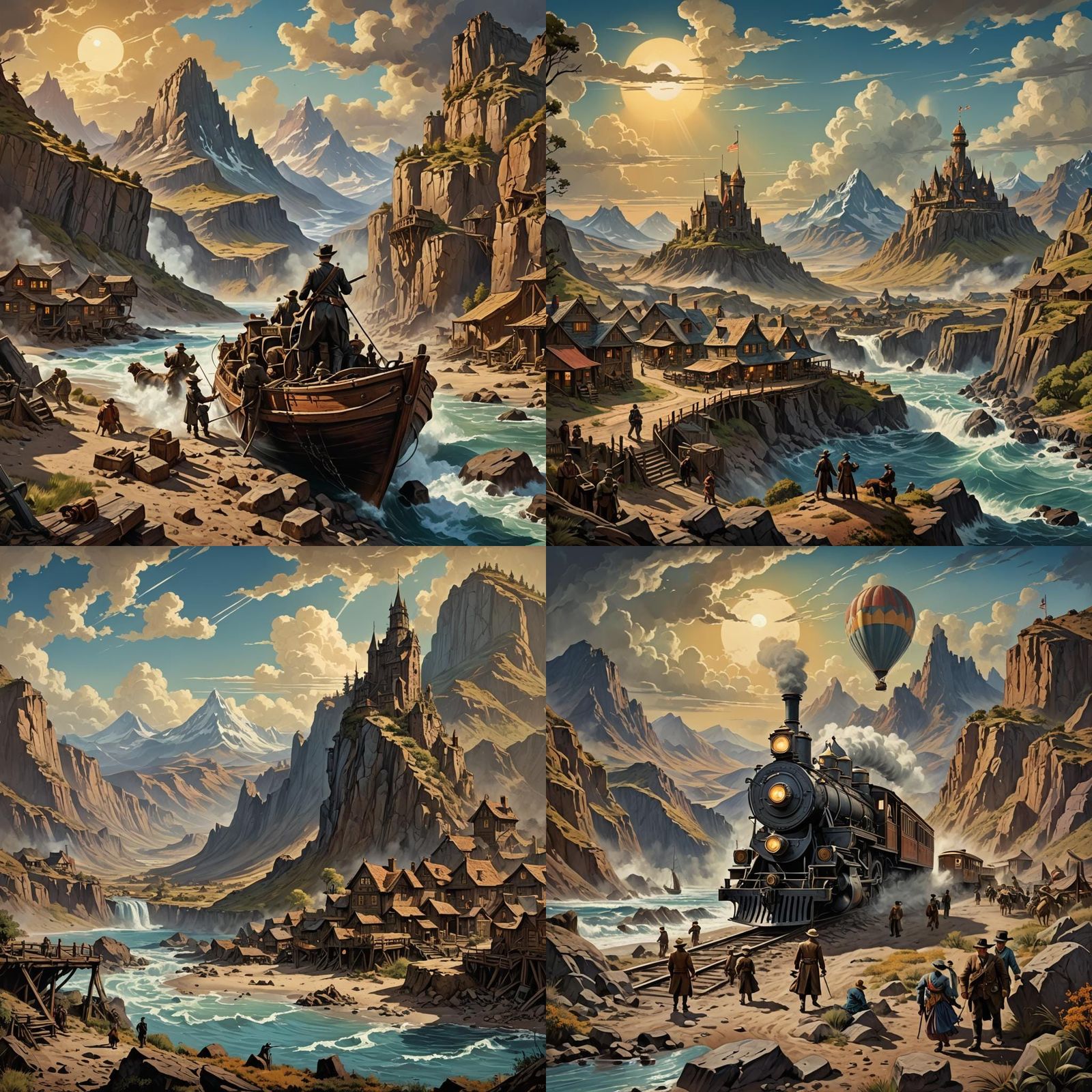 Vintage 'Westward Ho!' Lithograph Print in Detailed Matte St...