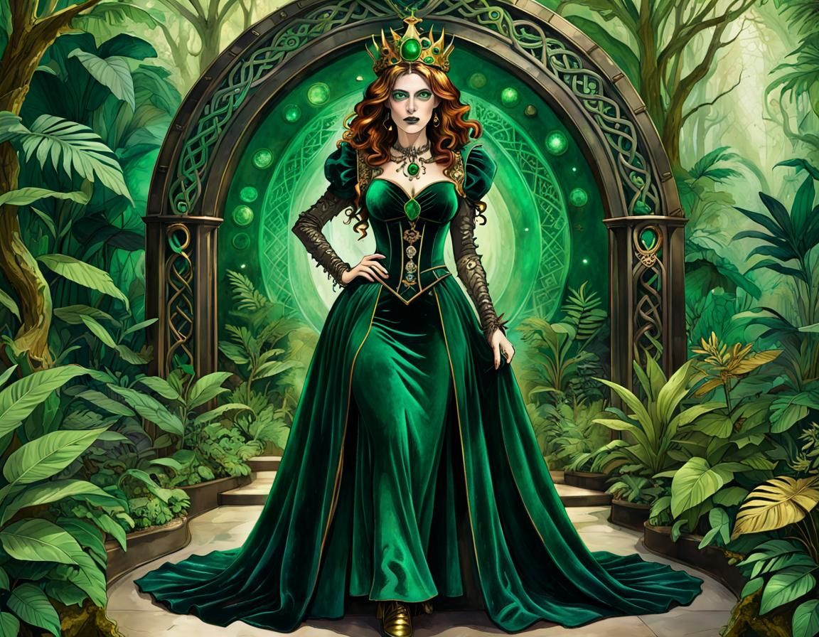 Steampunk Celtic Witch in Botanical Garden