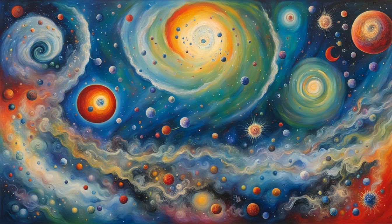 Galactic Cluster in Chagall Painting Style