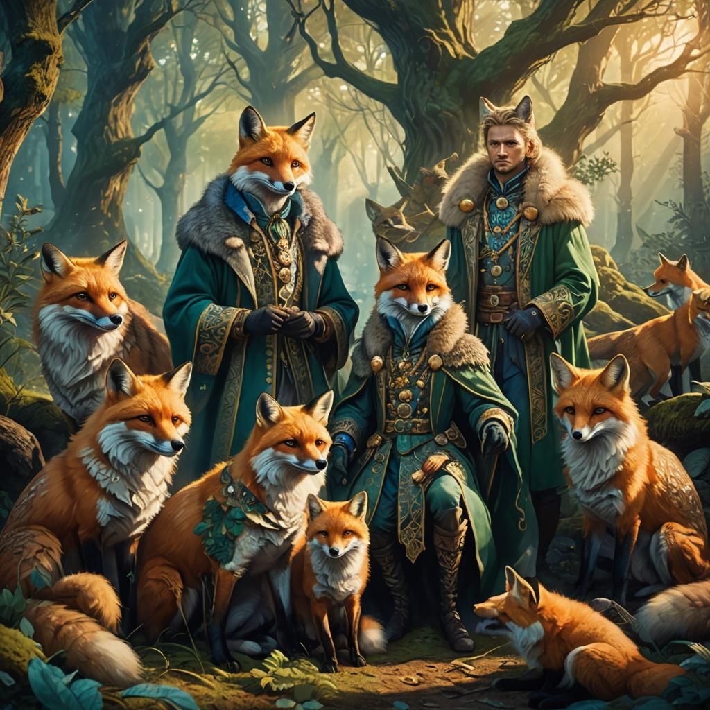 Russian Breeders with Foxes in Mystical Forest