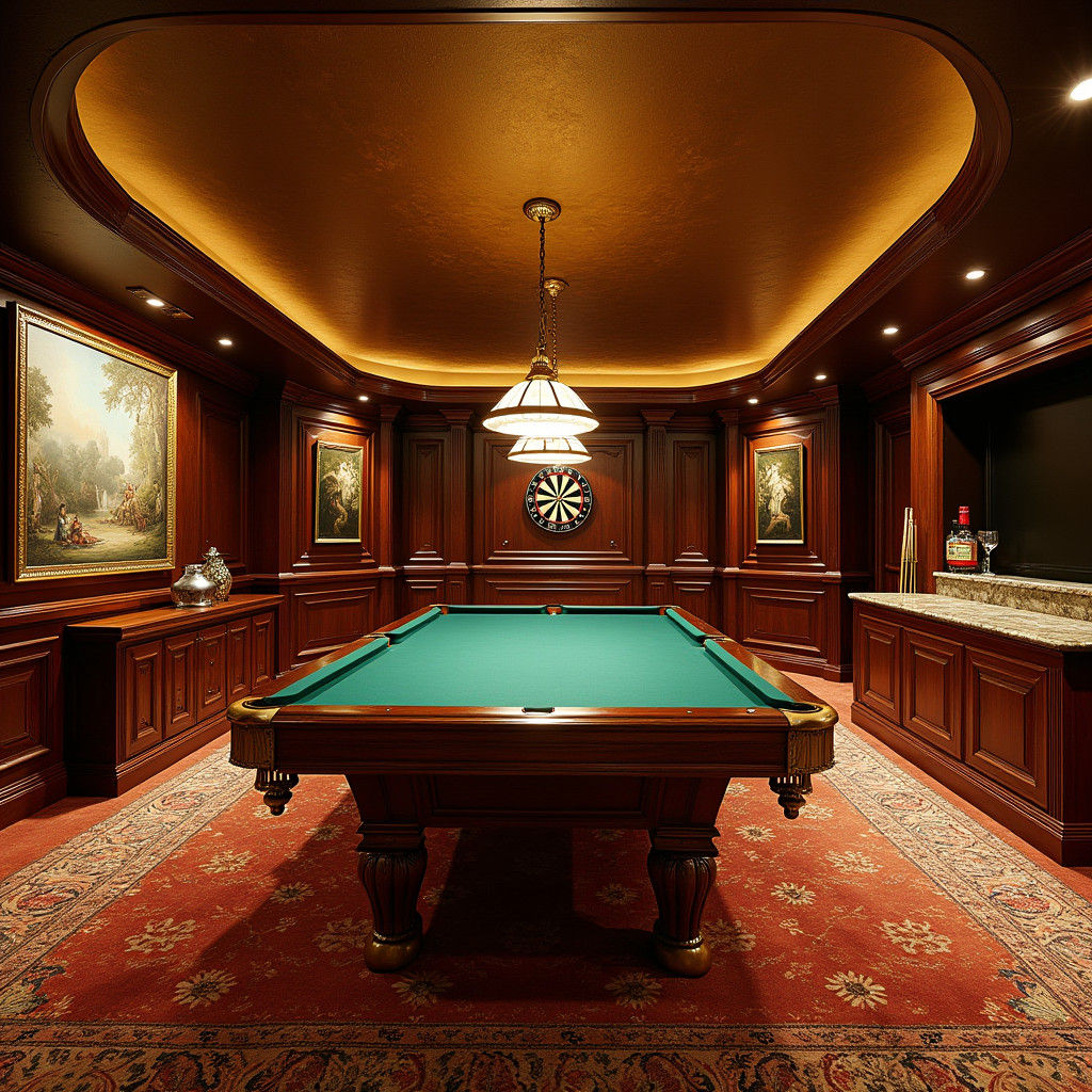 Opulent Basement Mancave with Billiards and Home Theater