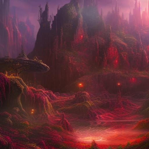 Fantastical Detailed Matte Painting in Deep Color