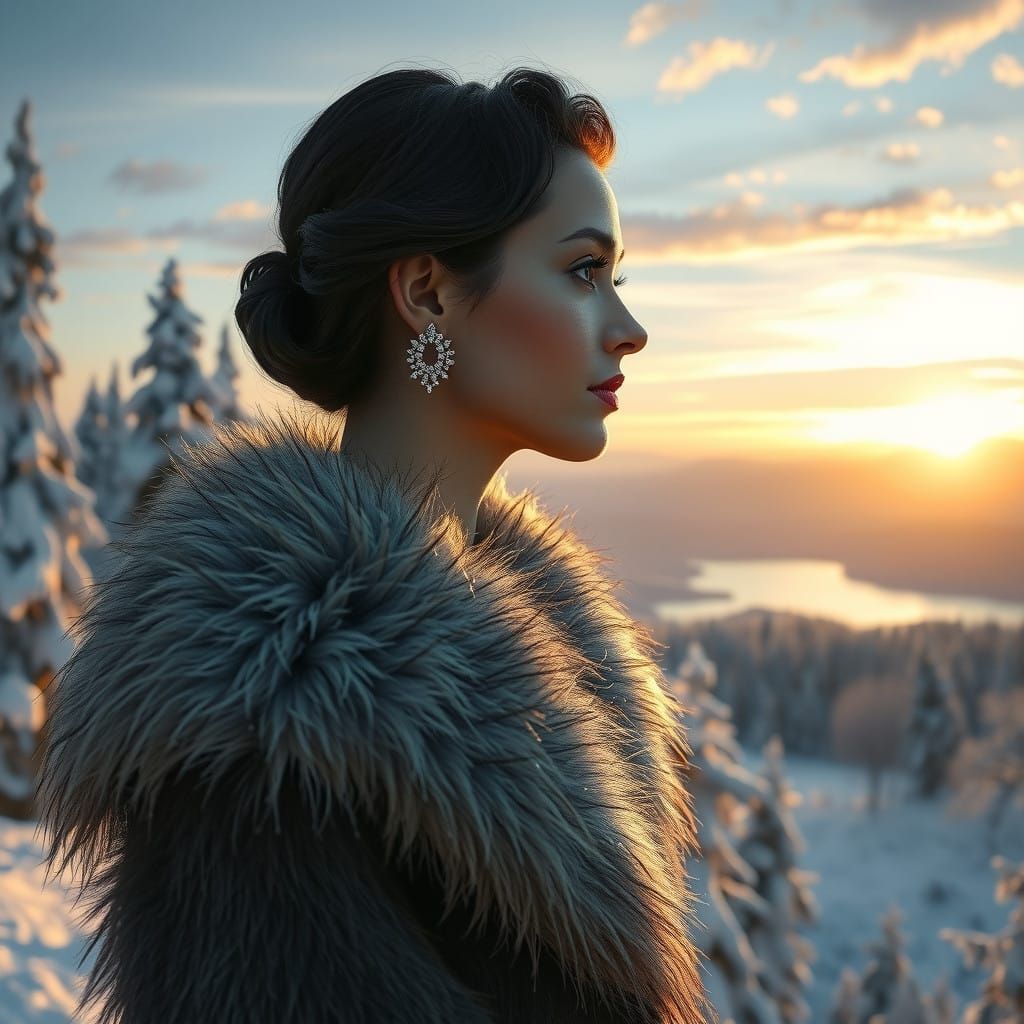 Ethereal Winter Goddess in Impressionistic Splendor