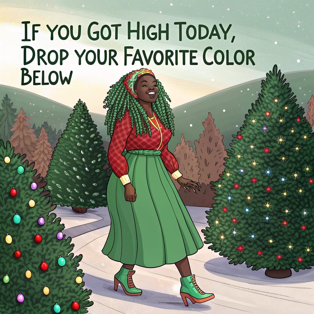 African American Woman in Christmas Wonderland with Bold Col...