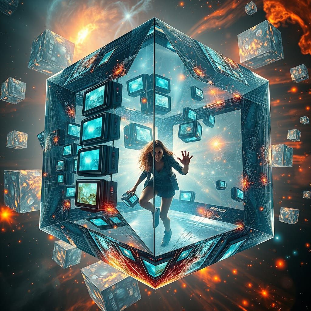 Gigantic Crystal Cubes in a Dystopian Science Fiction Univer...