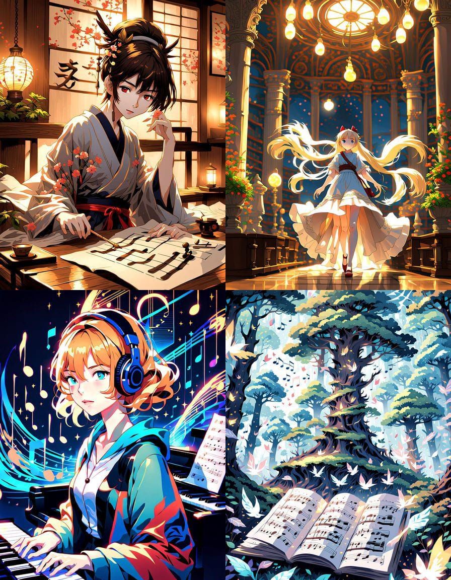 Anime Style Music Sheet Art