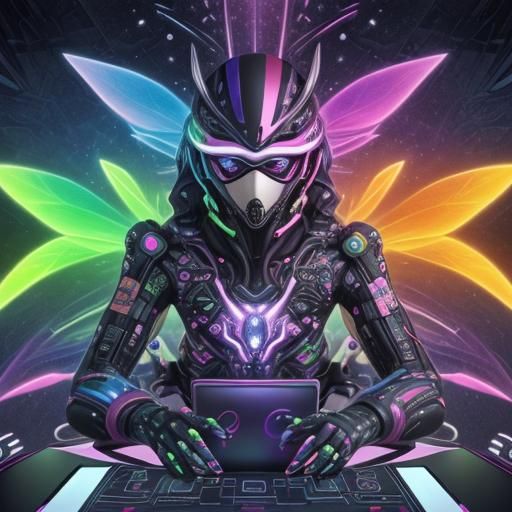 Vivid Multicolor Cyber Fantasy Panorama