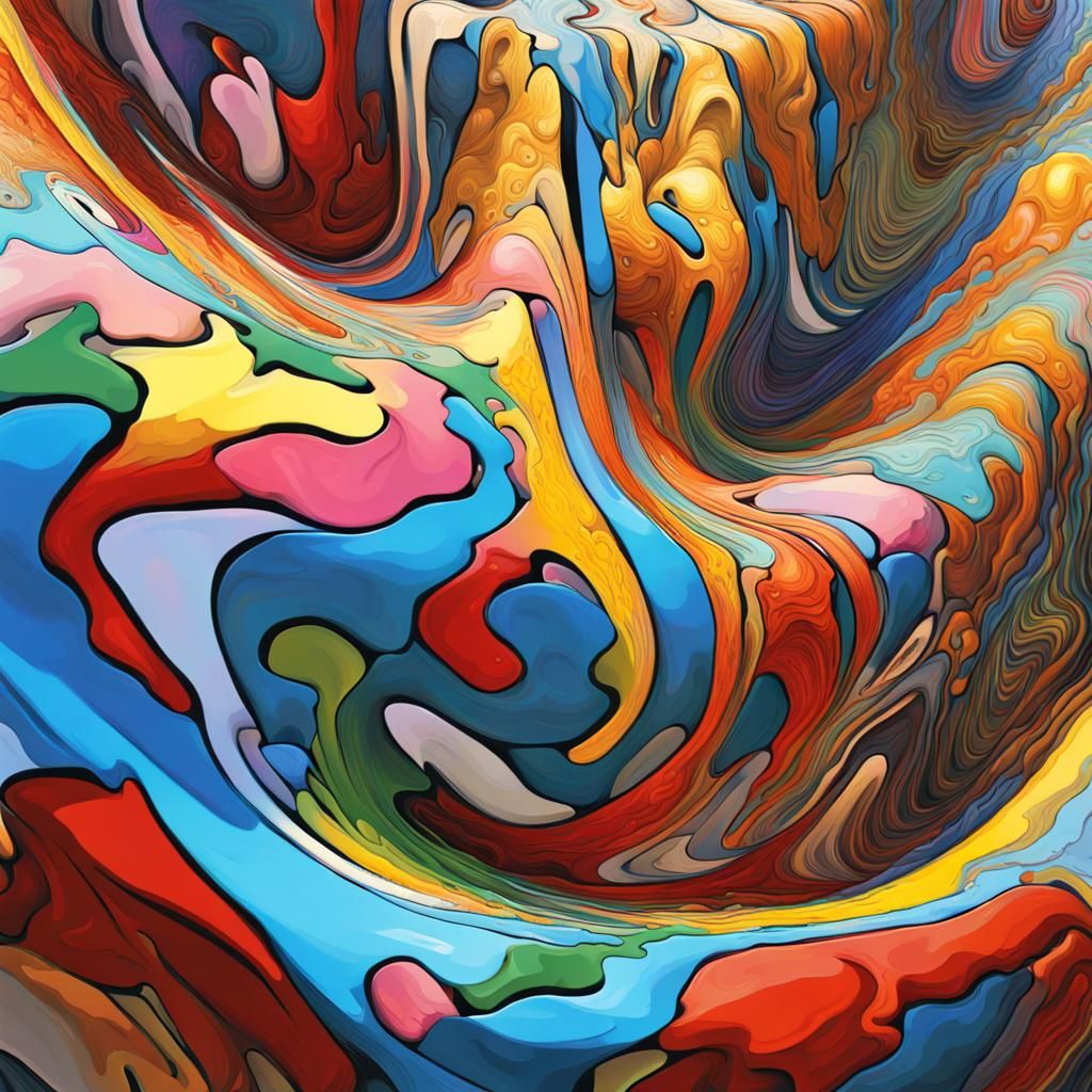 Abstract Fractal Impasto with Dynamic Lighting