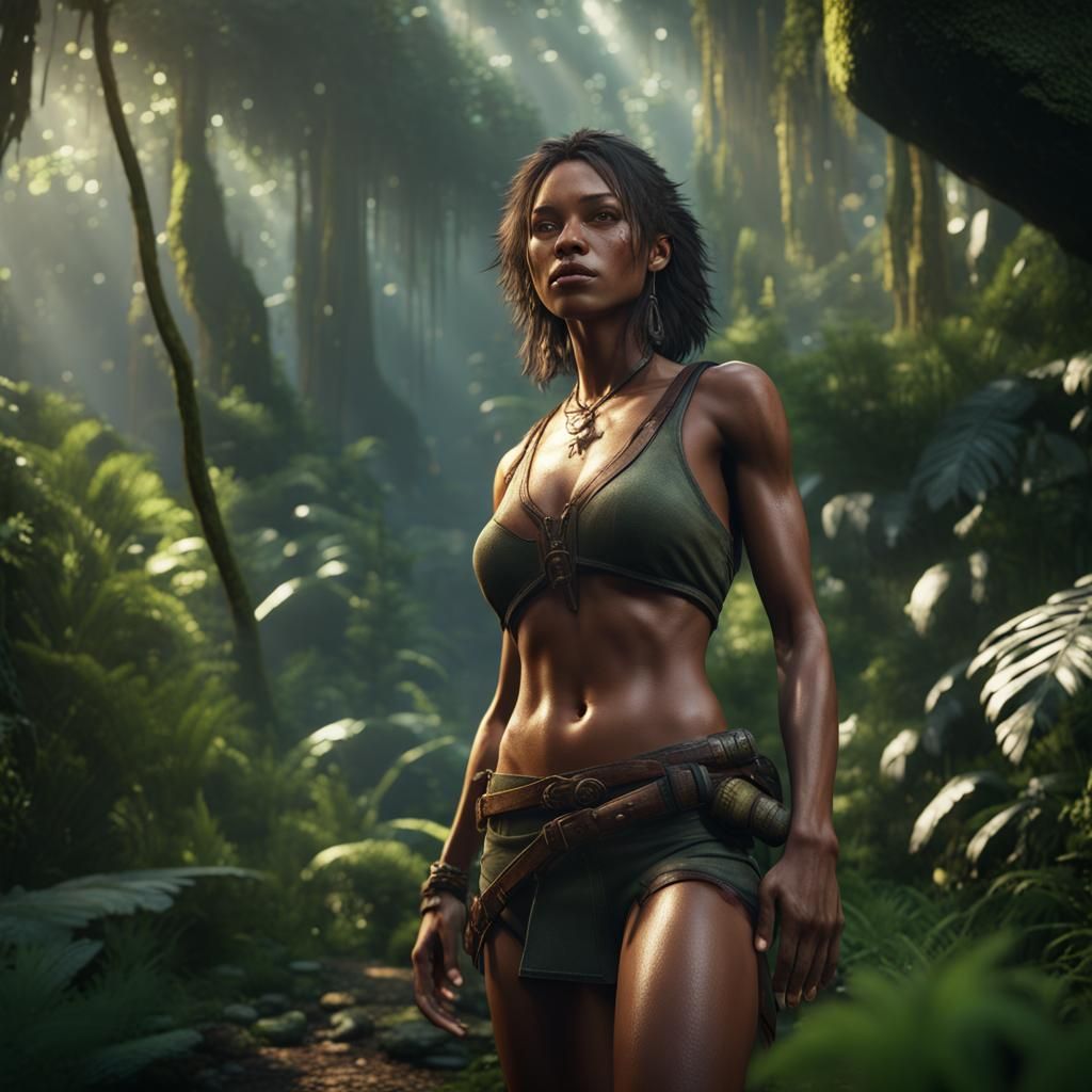 Natural Woman in Jungle: 3D Game Cinematic