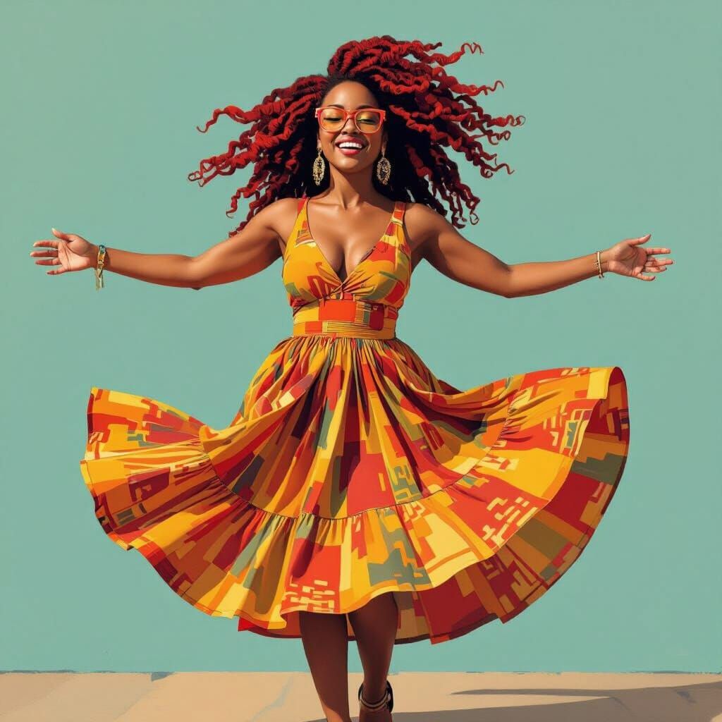 Dynamic Praise Dance: Radiant Colors and Flowing Movement