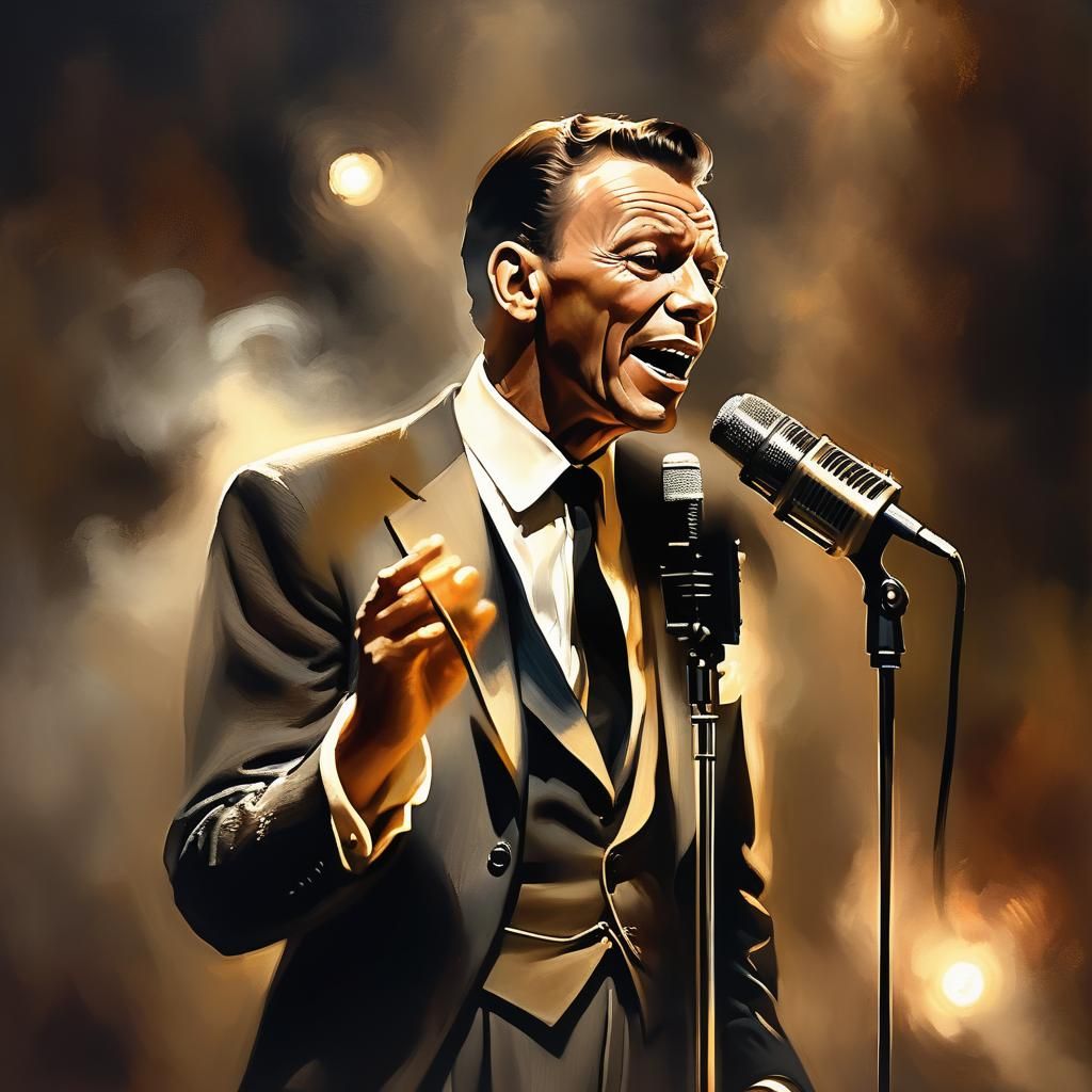 Frank Sinatra Portrait in Rembrandt Chiaroscuro Style