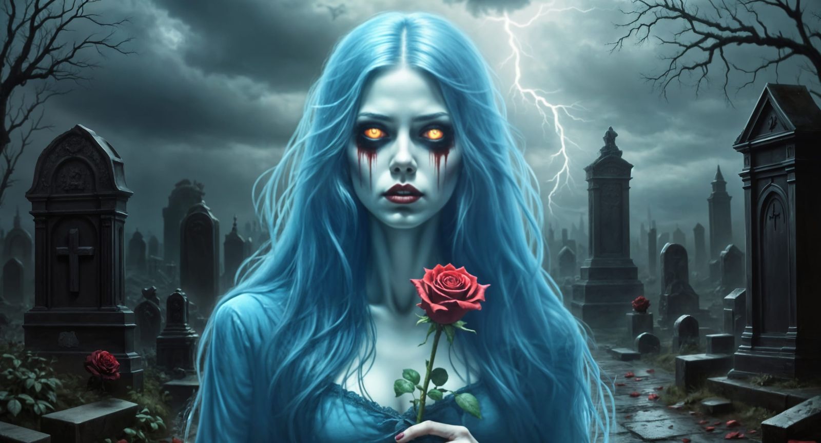 Ghostly Victorian Suitor Offers Bleeding Heart Rose in Grave...