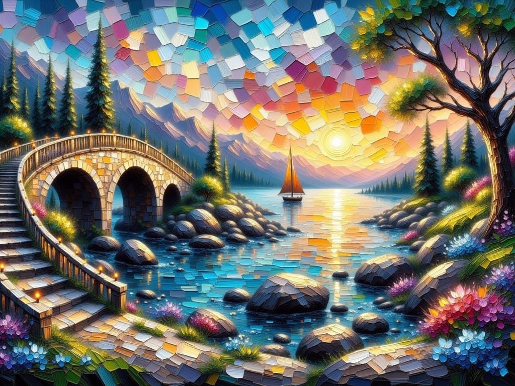 Serene Stone Bridge at Sunset