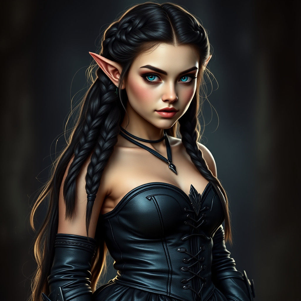 Wood Elf Portrait in Dark Fantasy Style