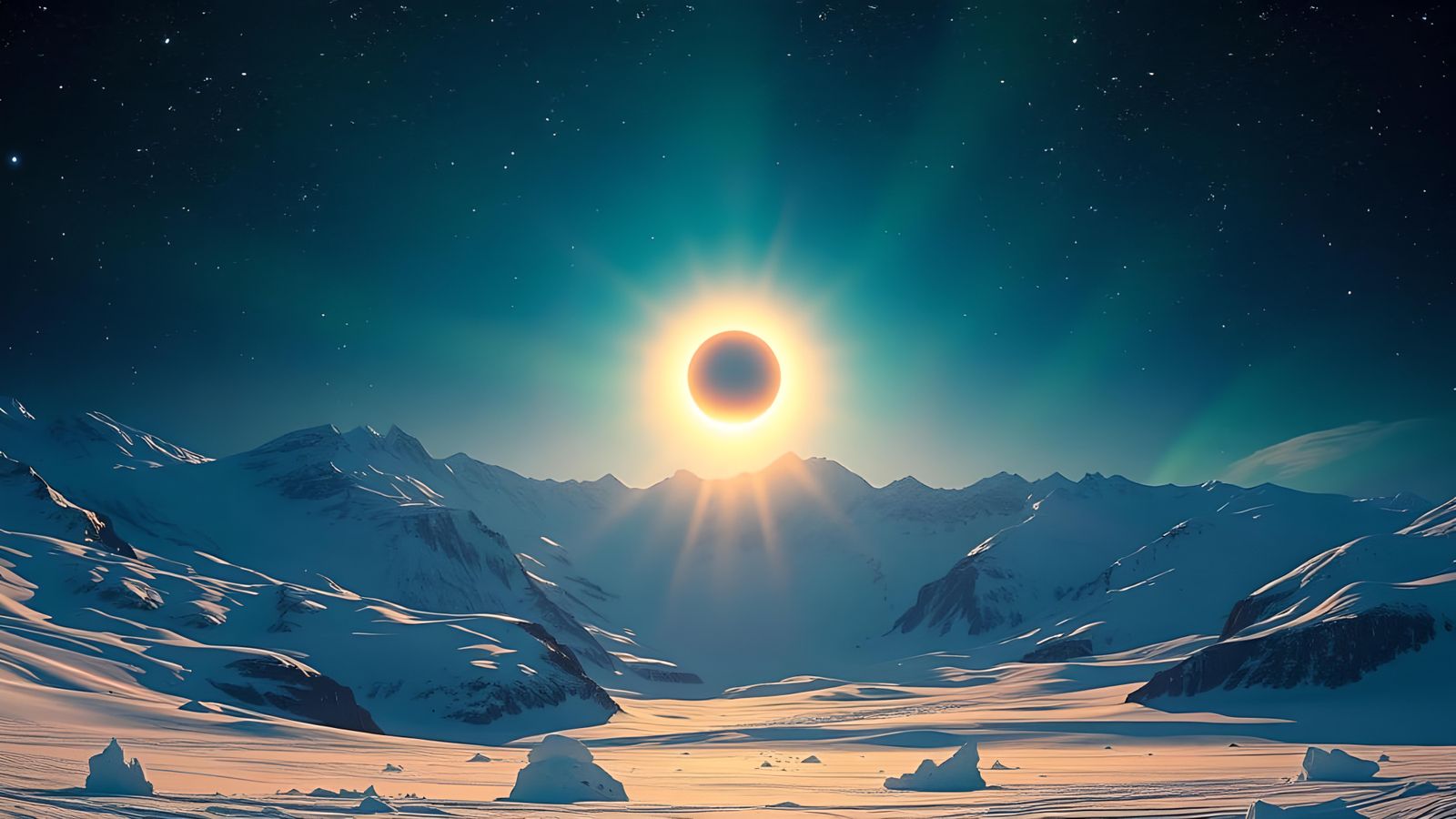 Glacial Valley Eclipse: An Oil Painting Landscape