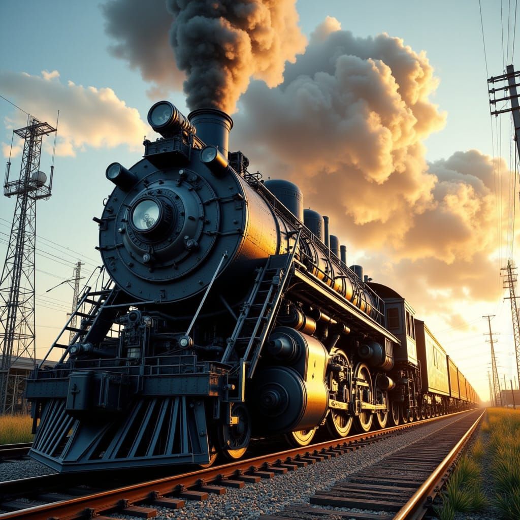 Yellowstone Steam Locomotive in Golden Hour Light