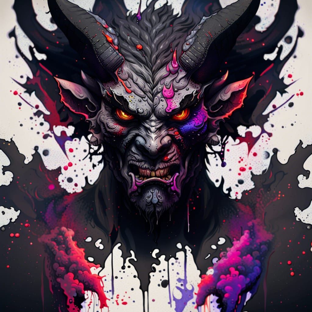 Hyperrealistic Ink Splatter Demon Concept Art