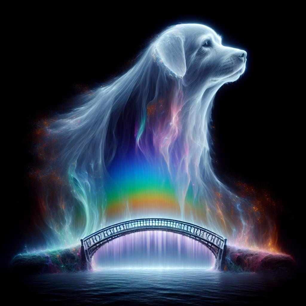 Ethereal Ghost Dog at the Rainbow Bridge
