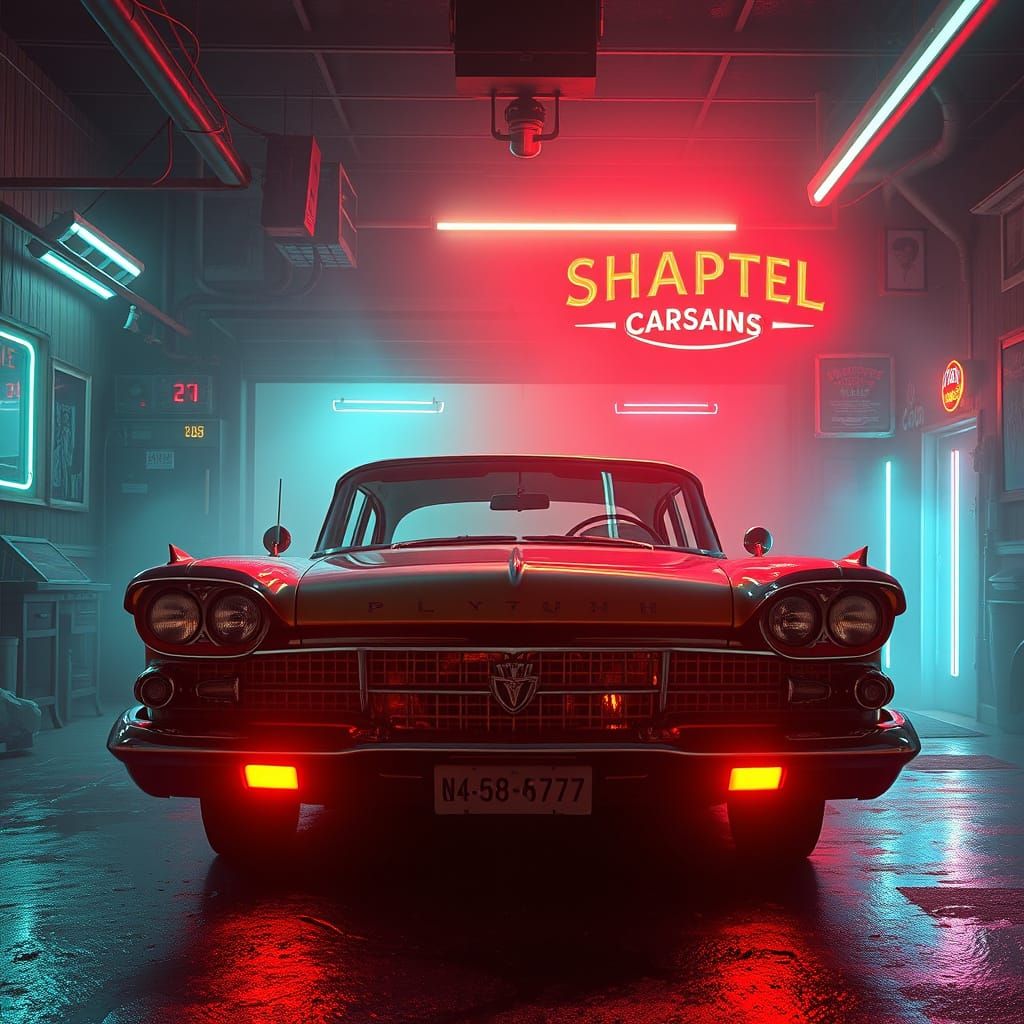 Stephen King's Christine: Haunted Plymouth Fury in Neon Gara...