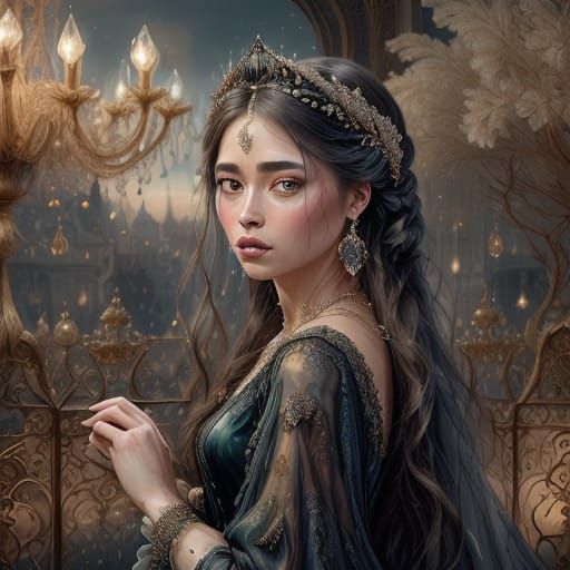 A Baroque Woman in Opulent Victoria Secret Lace