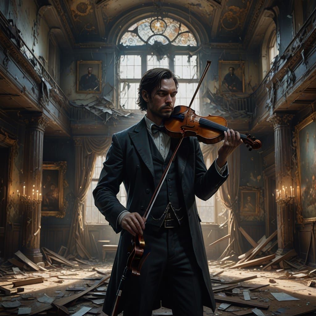 Spectral Violinist in Decaying Concert Hall