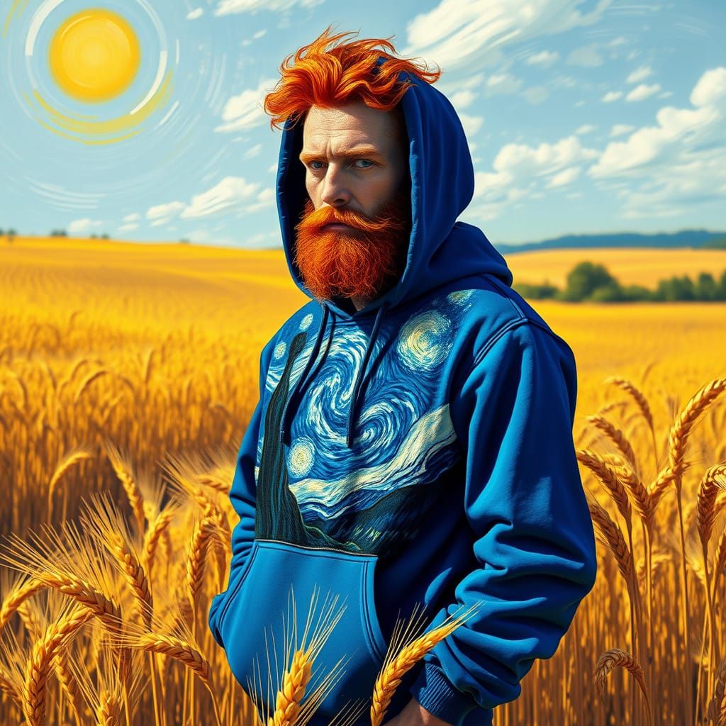 Post-Impressionist Starry Night Landscape with Vincent van G...